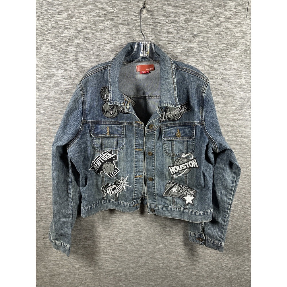 Lemore Women's NBA Jean Jacket With Teams Logos (Lakers, Heat, Bulls, Etc) Sz 1X